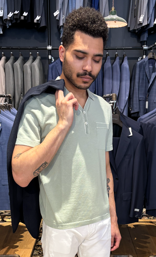 Johnny Collar Sweater Polo - Mint