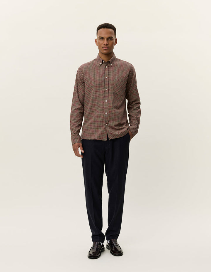 Konrad Check Flannel Shirt - Teak Brown