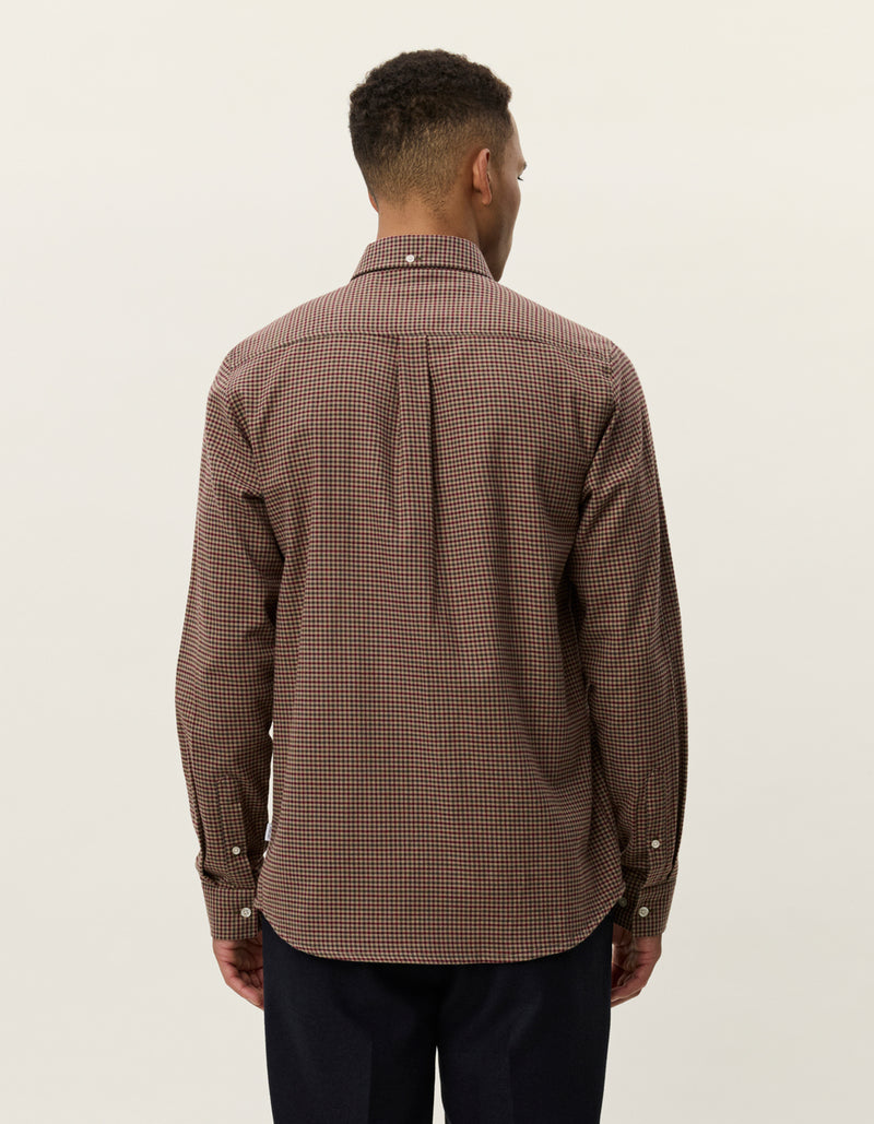 Konrad Check Flannel Shirt - Teak Brown