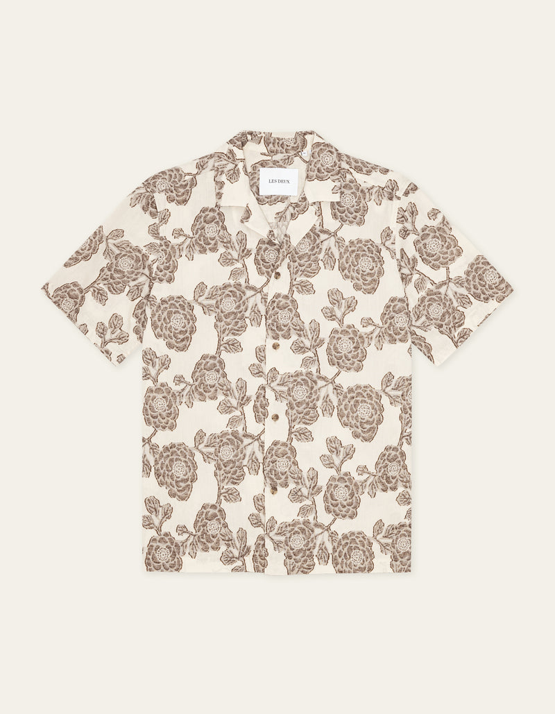 Lesley Jacquard SS Shirt - Ivory Floral – Rothmans New York