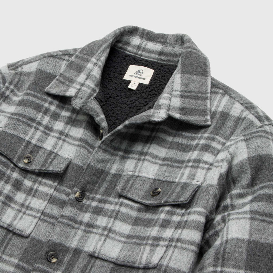 Skip Sherpa Lined Plaid Jacket - Grey Combo