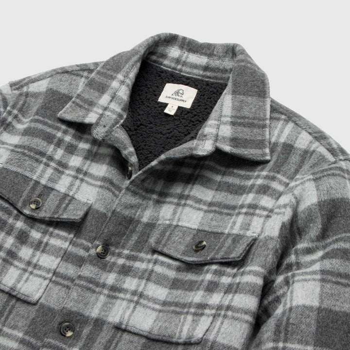 Skip Sherpa Lined Plaid Jacket - Grey Combo