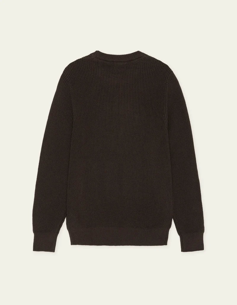 Rib Crewneck Knit Sweater - Mole Brown