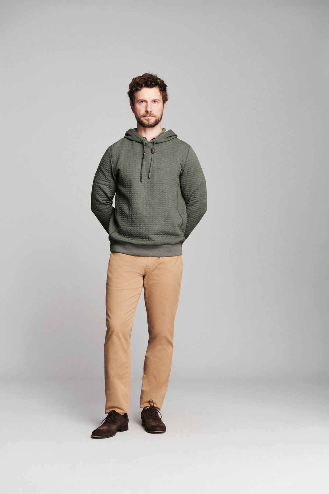Quilt Hoodie Pullover - Washed Grey