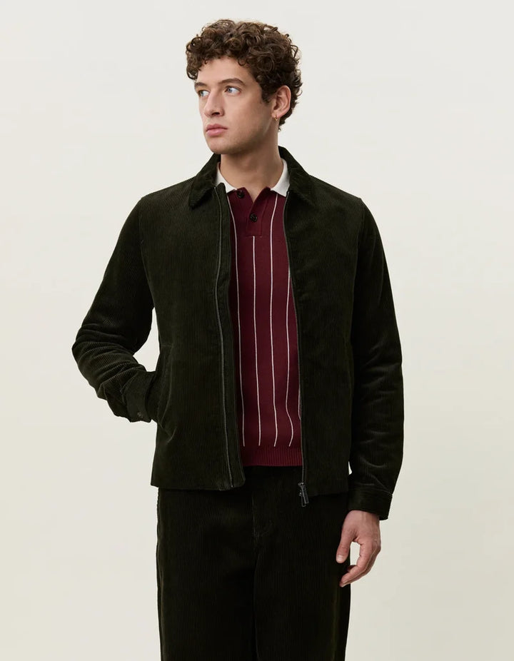 Corduroy Zipper Coach Jacket - Rosin Green