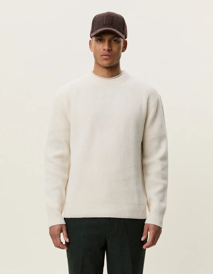Wool Rib Knit Sweater - Ivory Melange