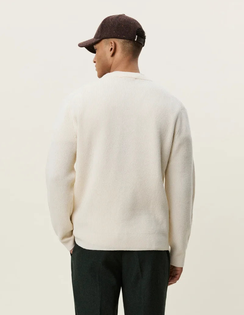 Wool Rib Knit Sweater - Ivory Melange