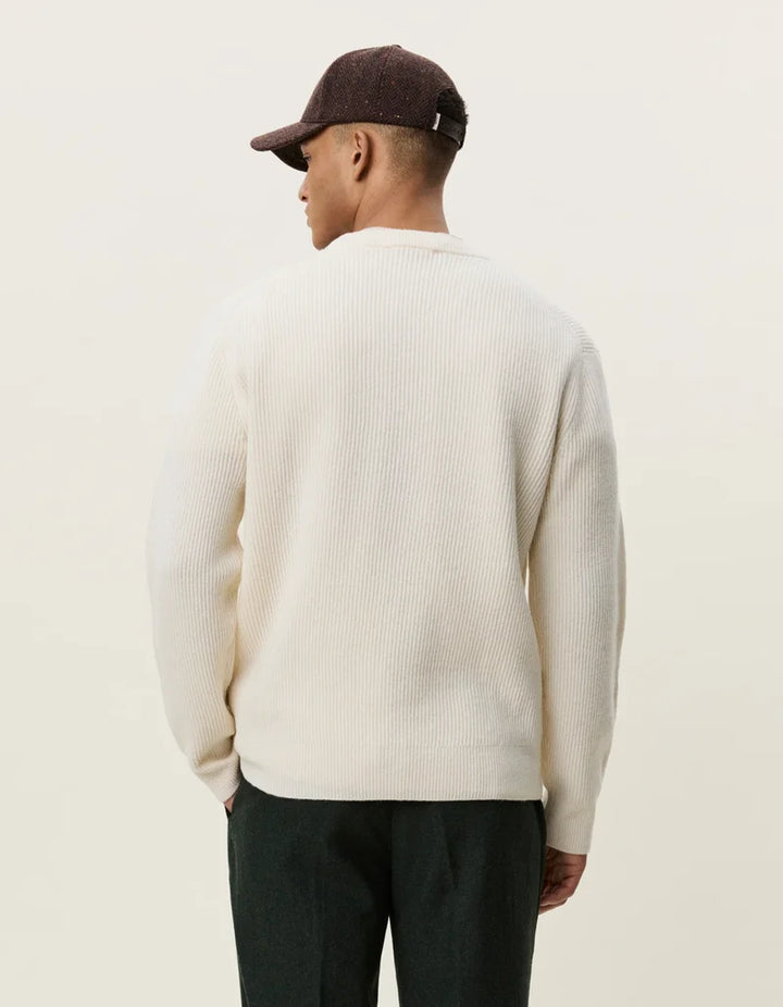 Wool Rib Knit Sweater - Ivory Melange