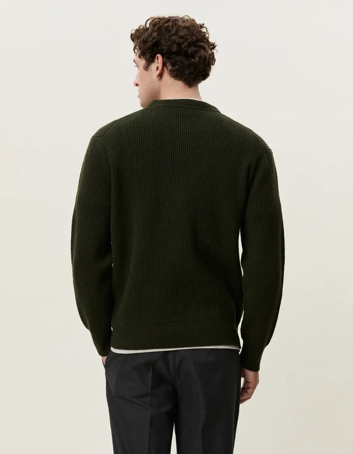 Wool Rib Knit Sweater - Rosin Green