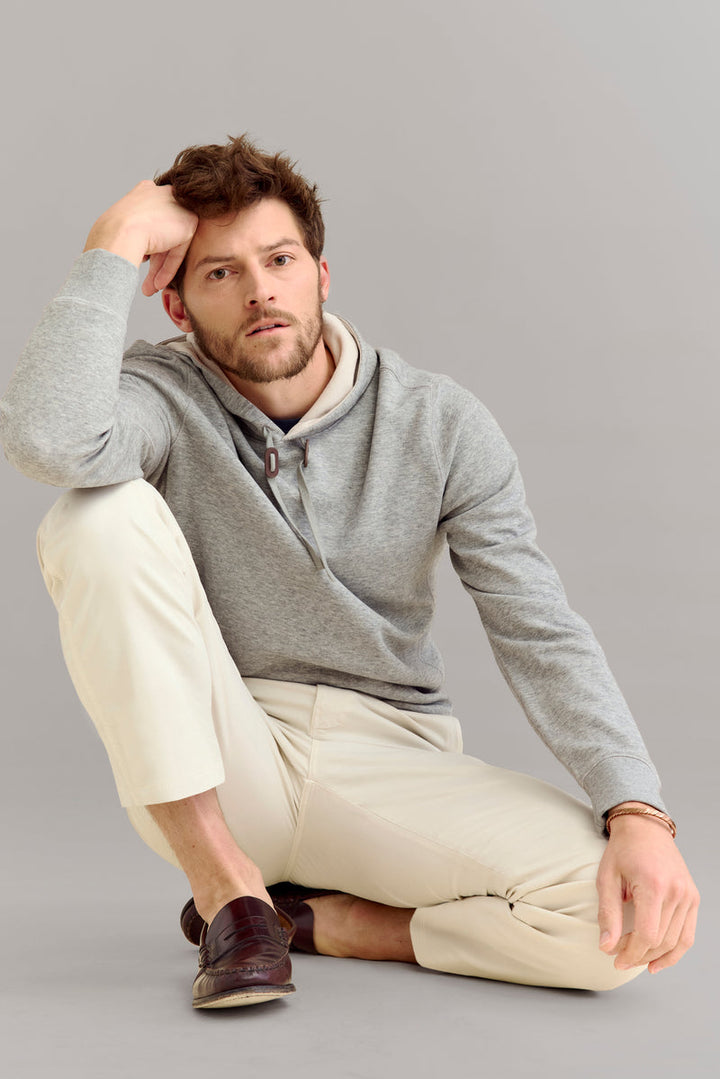 Billy Reid Rib Hoodie Pullover - Flint Grey
