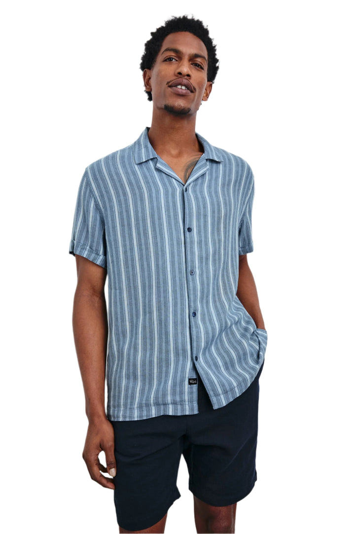 Cayman Linen-Blend SS Shirt - Coastal Blue