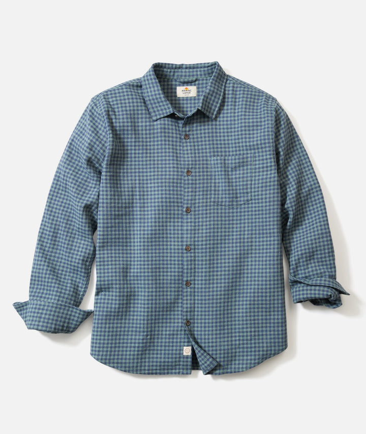 Stretch Selvage Shirt - Green/Navy Gingham
