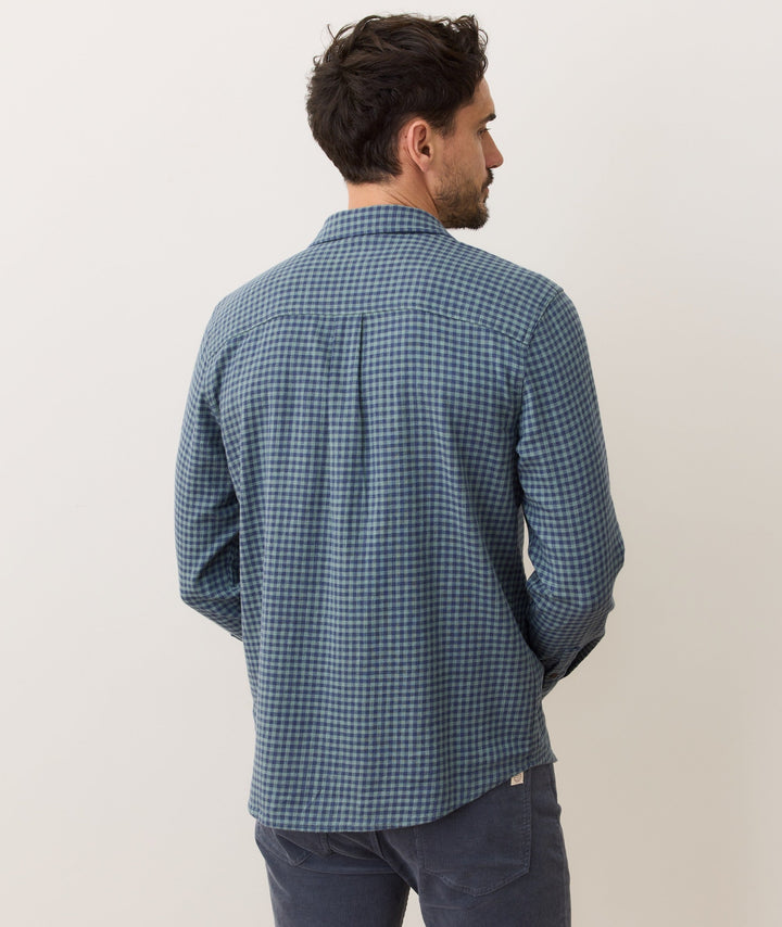 Stretch Selvage Shirt - Green/Navy Gingham