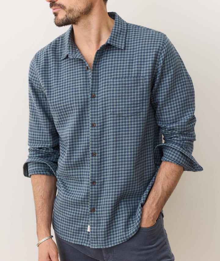 Stretch Selvage Shirt - Green/Navy Gingham