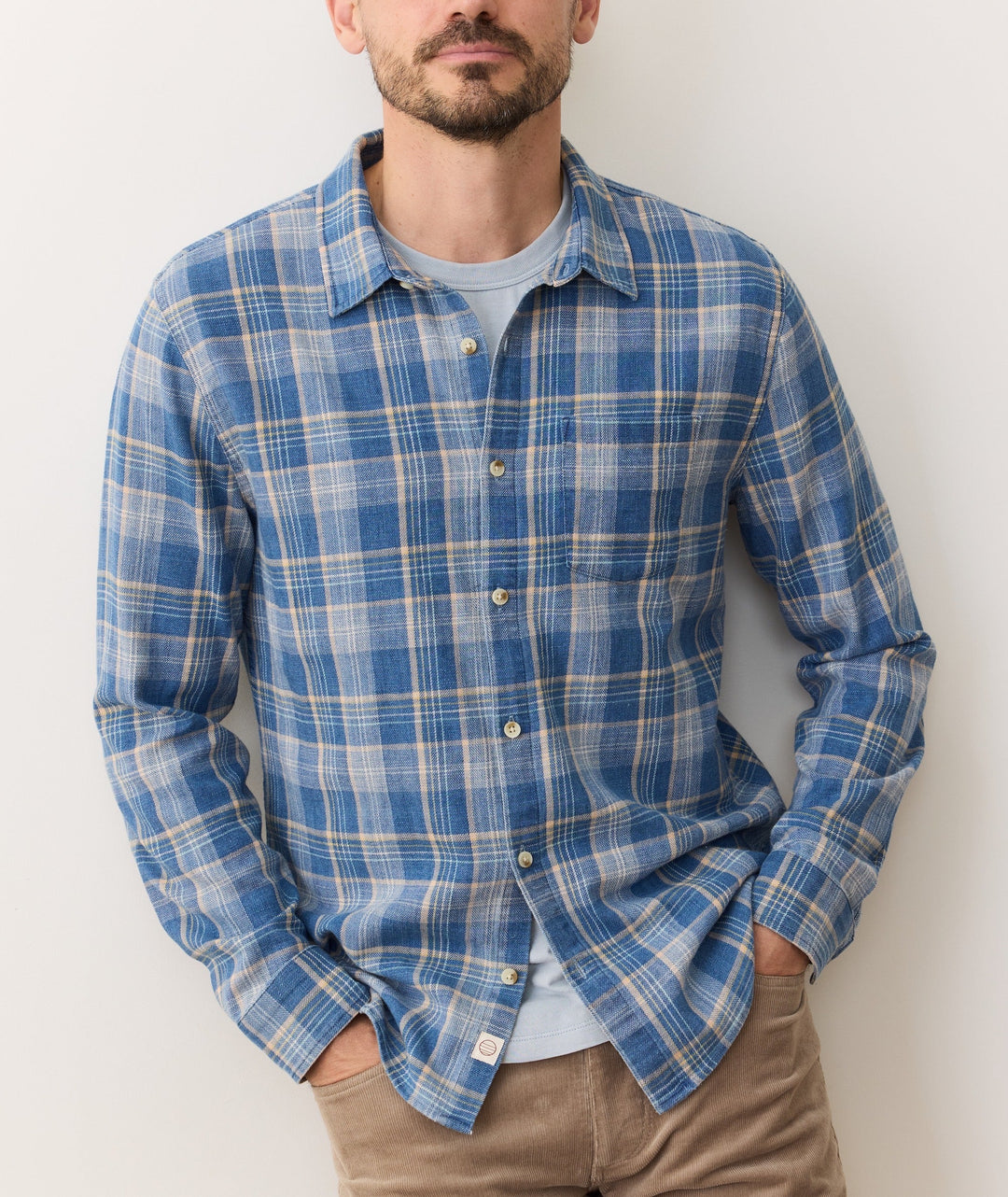 Stretch Selvage Shirt - Blue/Indigo Plaid