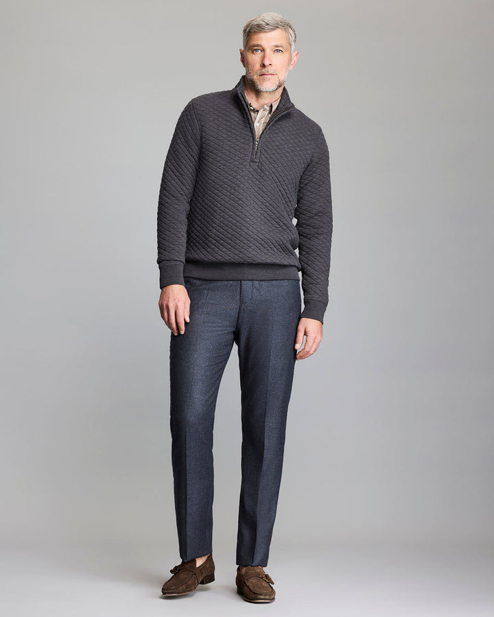 Diamond Quilt 1/4 Zip - Black