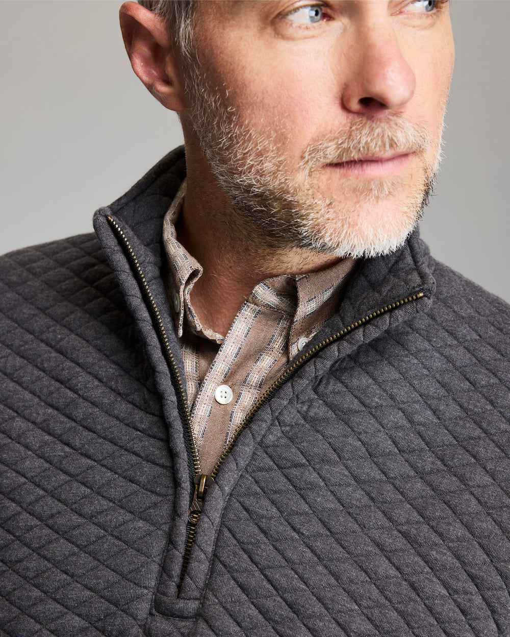 Diamond Quilt 1/4 Zip - Black