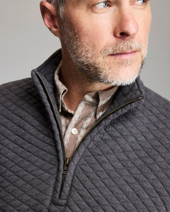 Diamond Quilt 1/4 Zip - Black