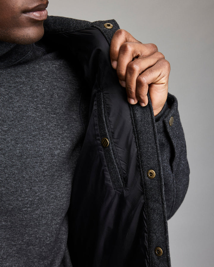 Theo Quilted Shirt Jacket - Charcoal Heather