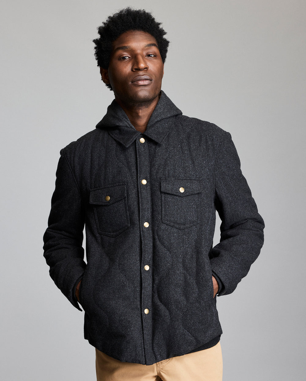 Theo Quilted Shirt Jacket - Charcoal Heather