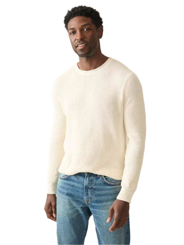 Faherty Sunwashed Crewneck Sweater - White Shell