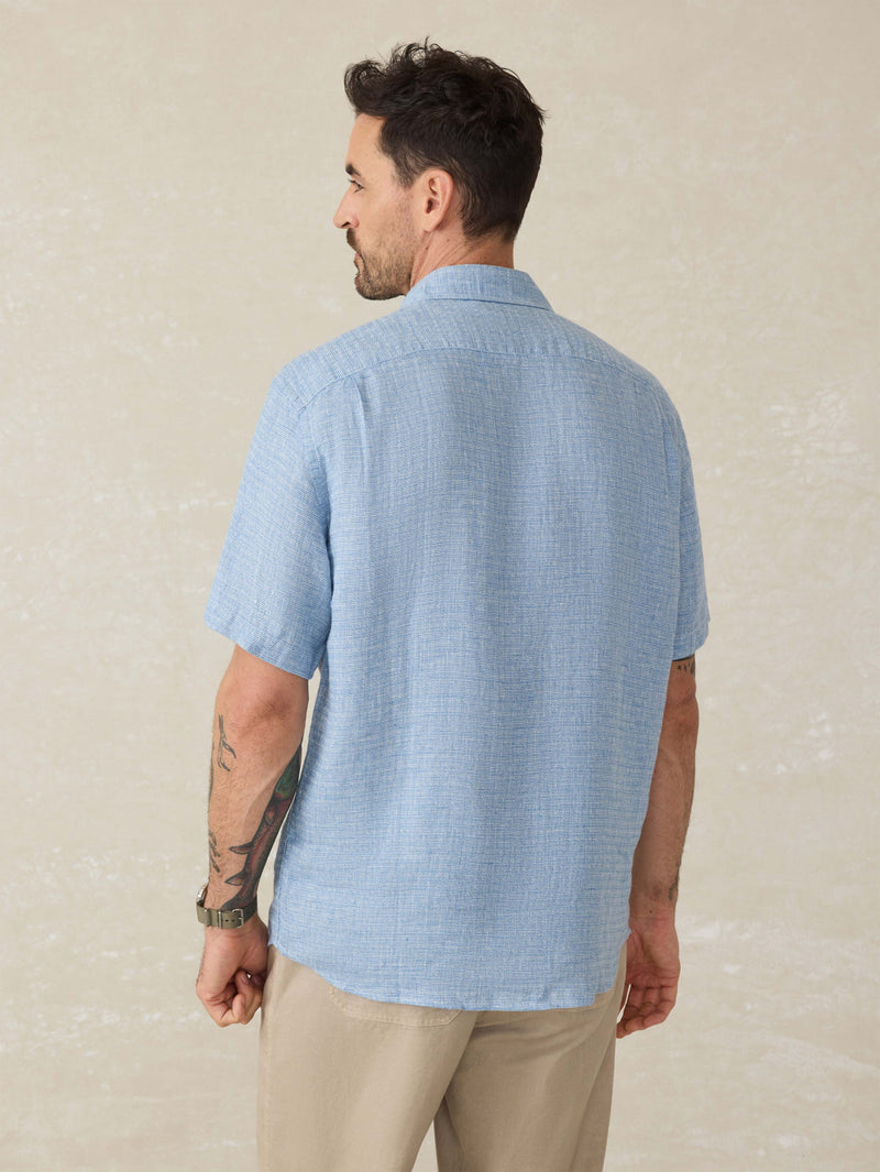 Palma Linen Shirt - Blue Basketweave