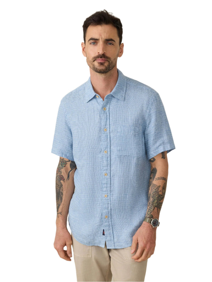 Palma Linen Shirt - Blue Basketweave