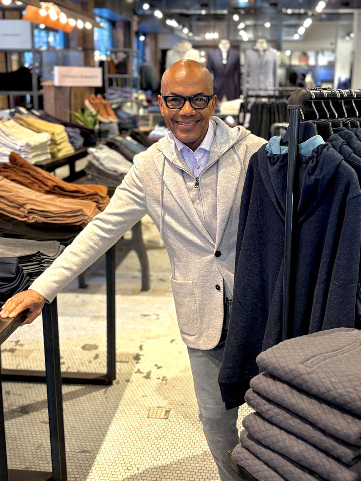 Bibbed Hooded Sportcoat - Beige Melange