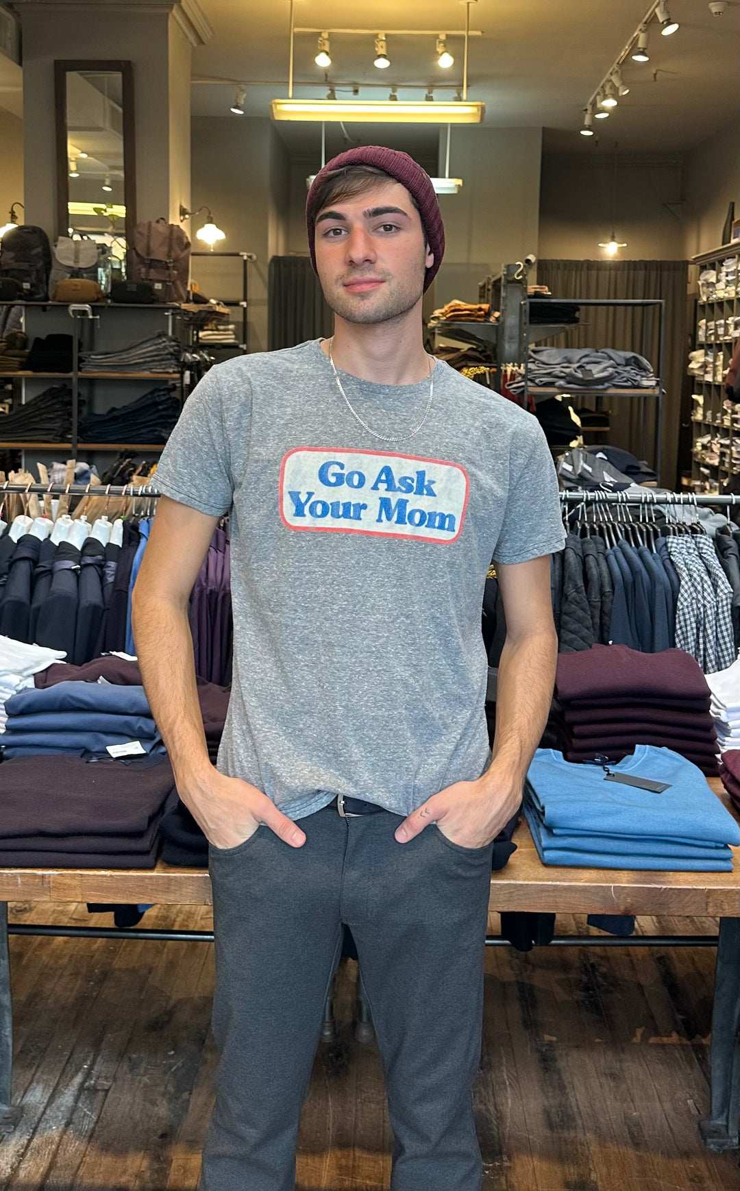 Go Ask Your Mom Streaky Grey T Shirt