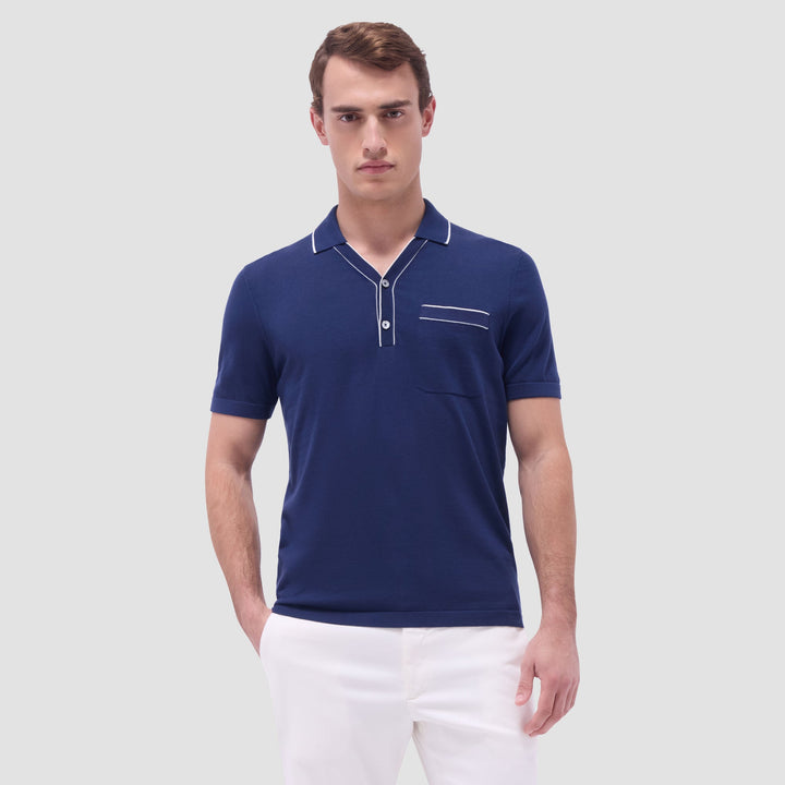 Johnny Collar Sweater Polo - Navy