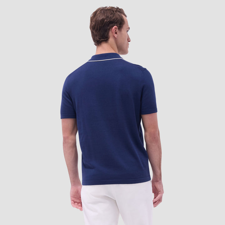 Johnny Collar Sweater Polo - Navy