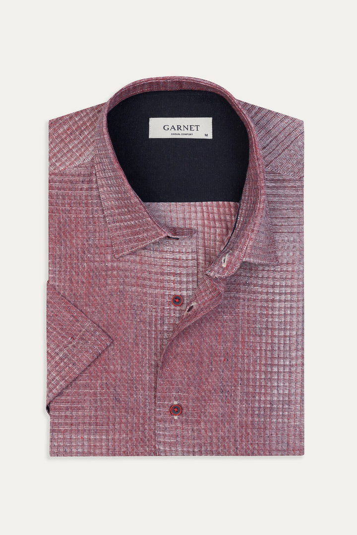 Garnet Linen-Cotton Woven Shirt - Red