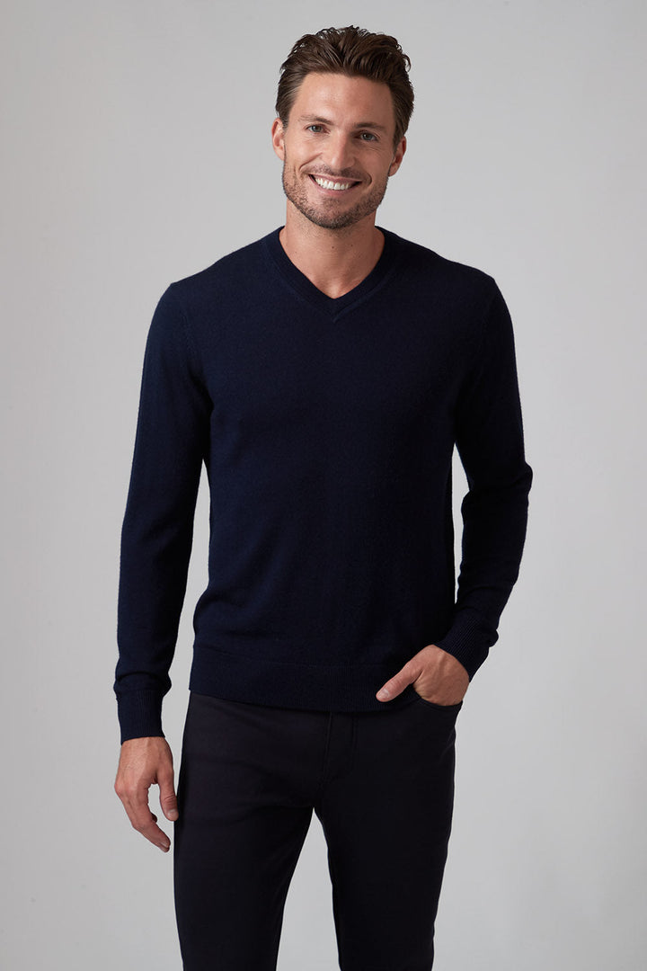 Merino V-neck - Midnight