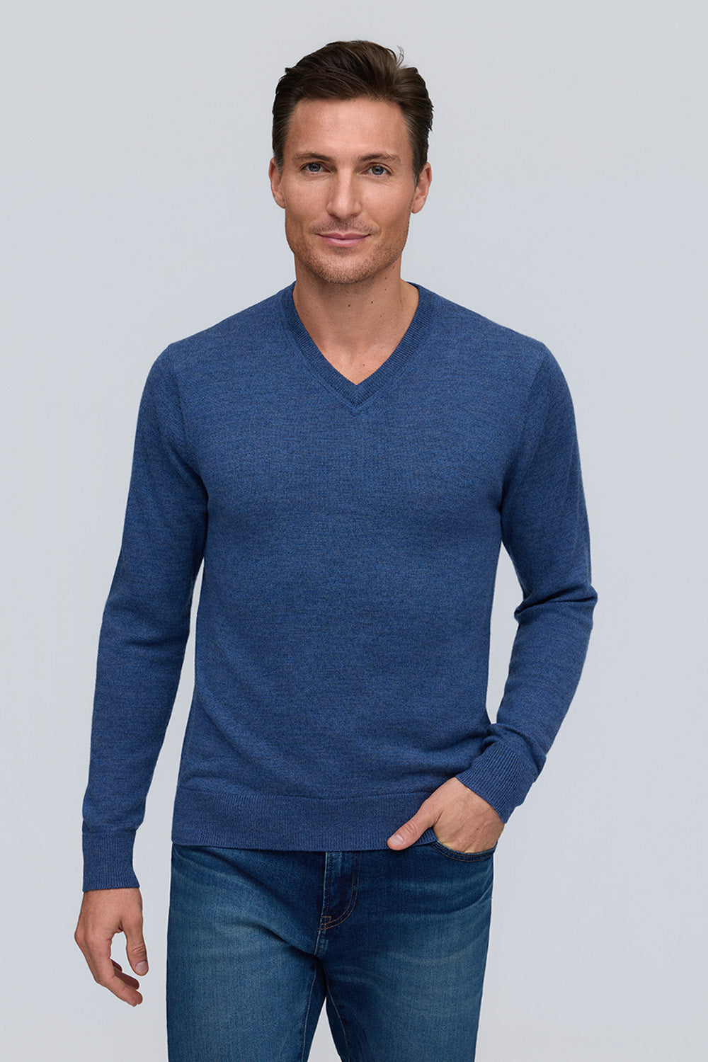 Merino Vneck Sweater - Indigo