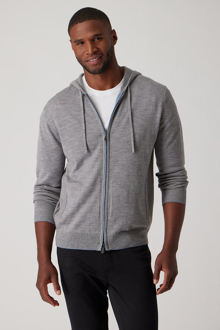 Merino Full Zip Hoodie - Platinum