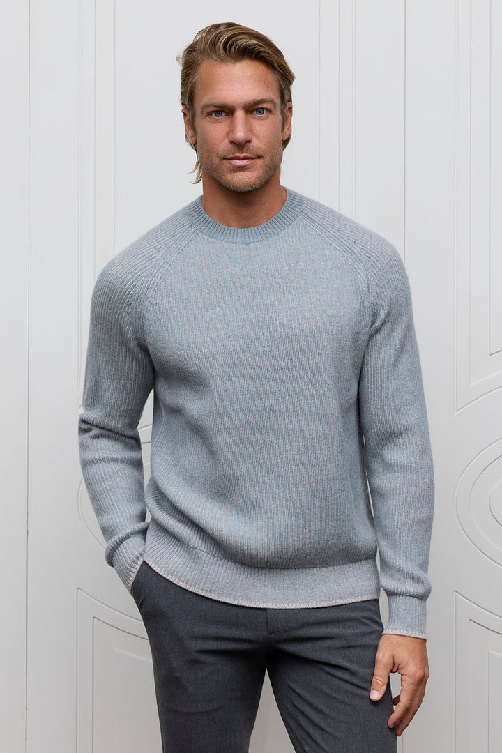 Cashmere Blend Rib Crew Sweater - Sage