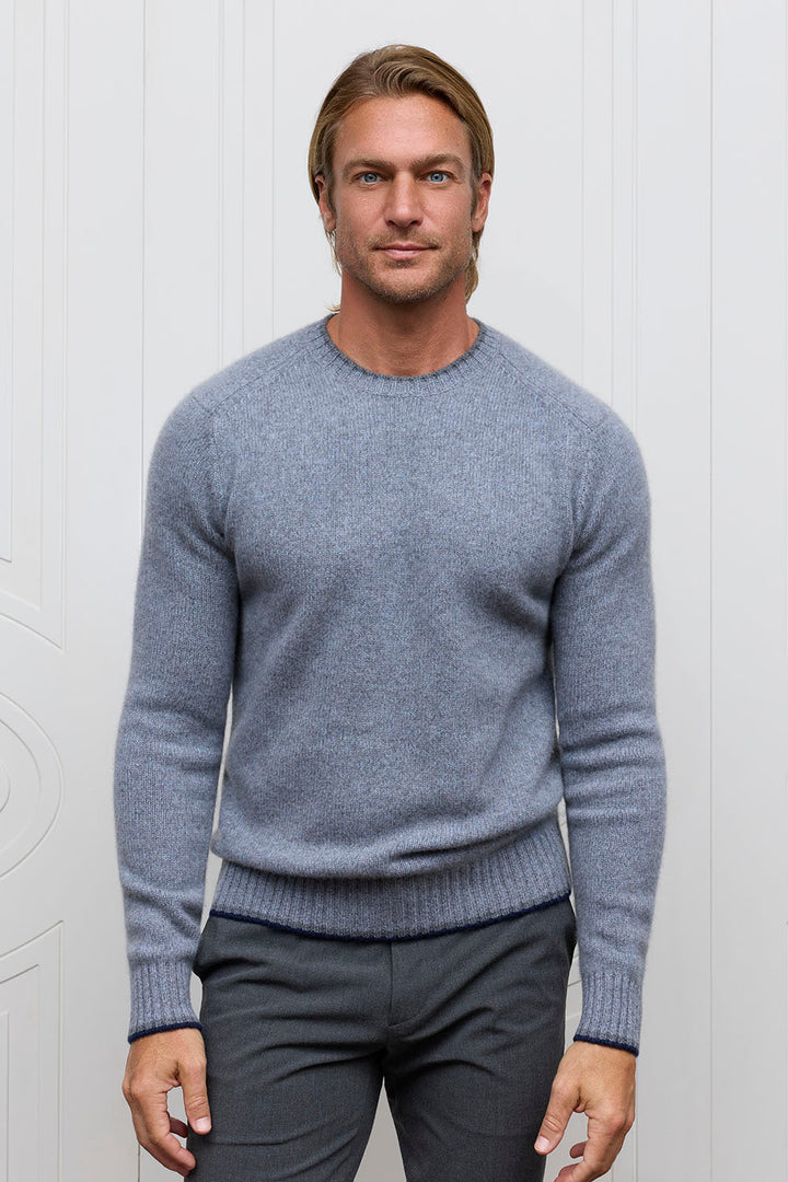 Cashmere Wool Mouline Crew - Storm