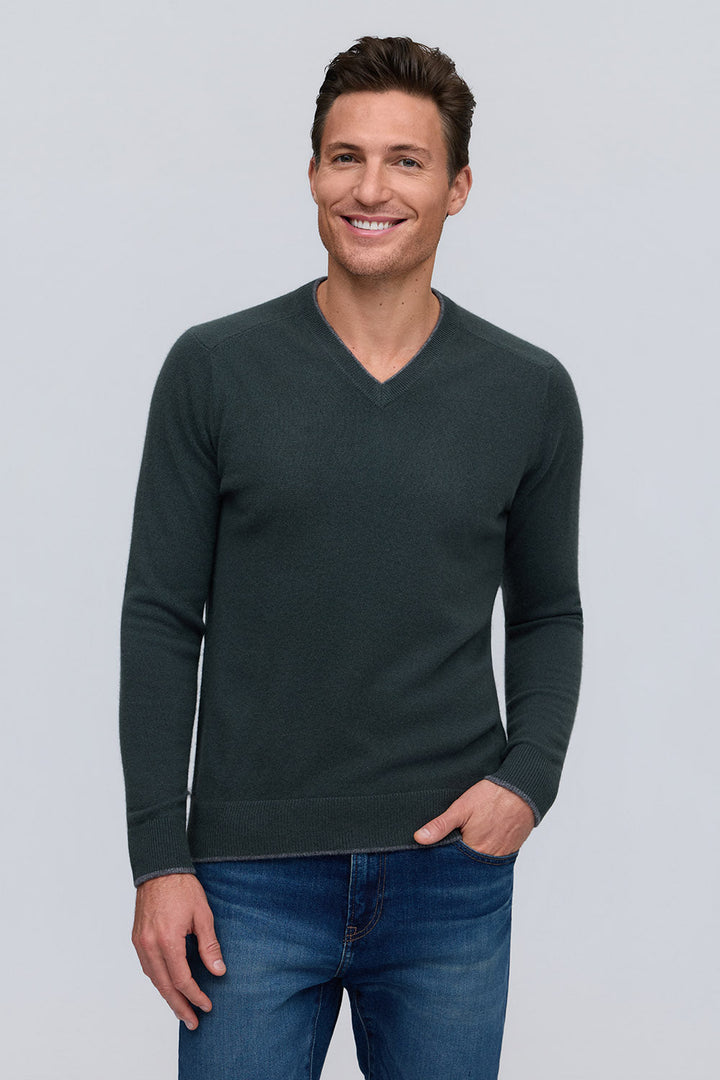 Cashmere Vneck Sweater - Pine