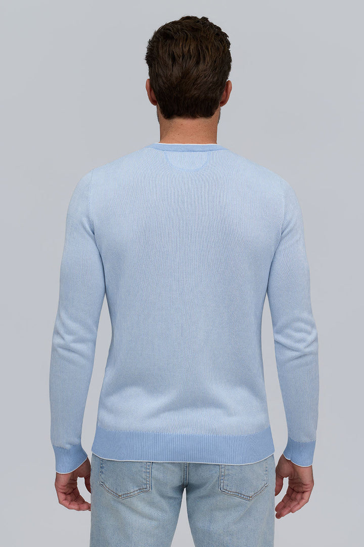 Textured Crew Neck Sweater - Sky