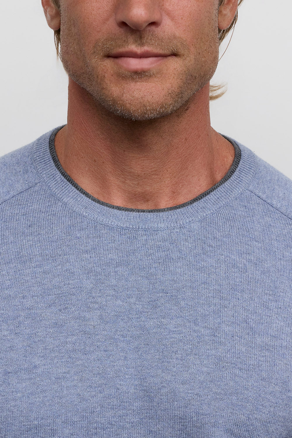 Cotton Modal Crew Neck Sweater - Steel