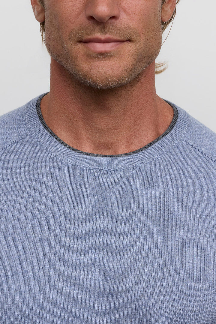 Cotton Modal Crew Neck Sweater - Steel