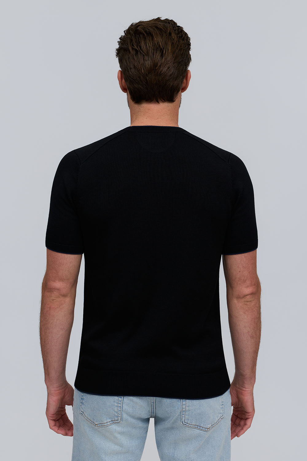 Double Collar Sweater Tee - Black