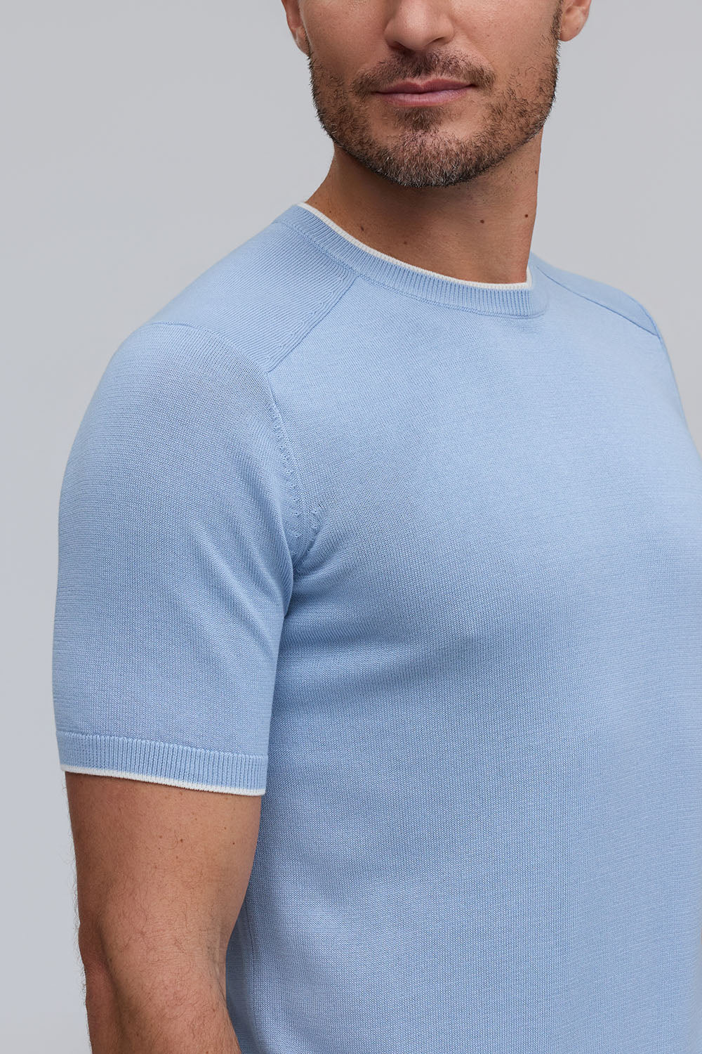 Double Collar Sweater Tee - Sky