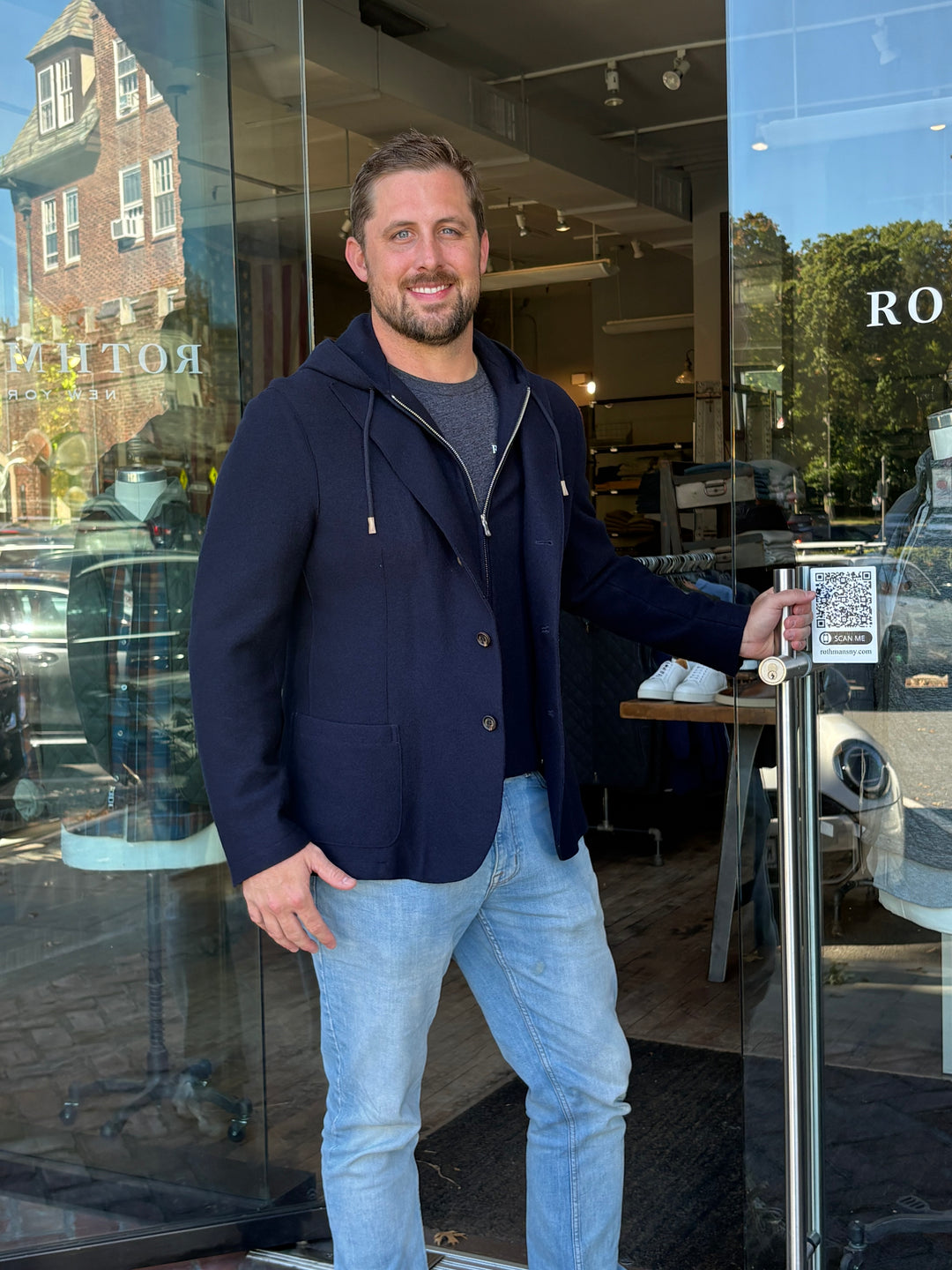 Hooded Hybrid Sportcoat - Navy