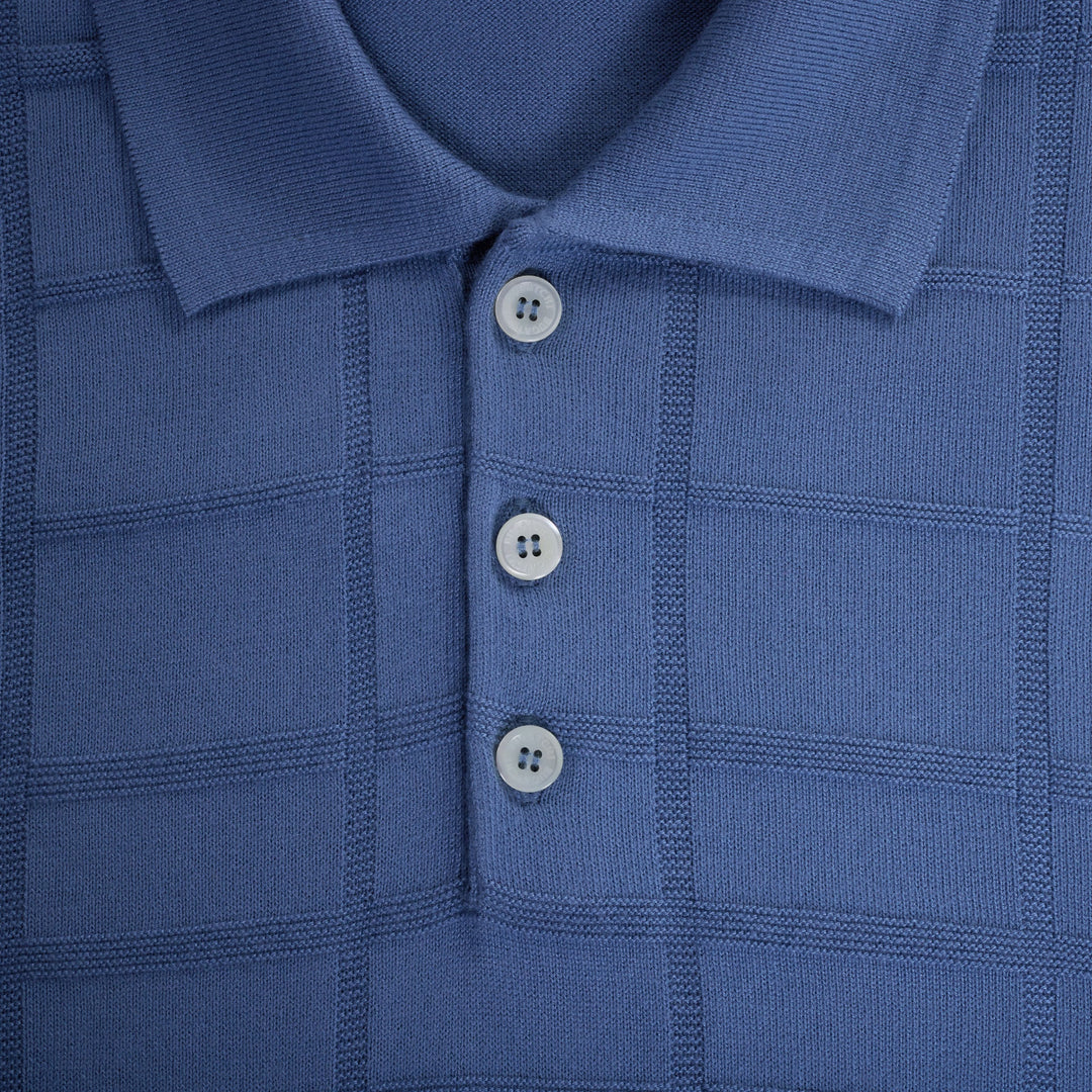 Grid Sweater Polo - Peacock