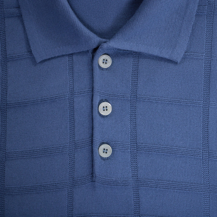 Grid Sweater Polo - Peacock