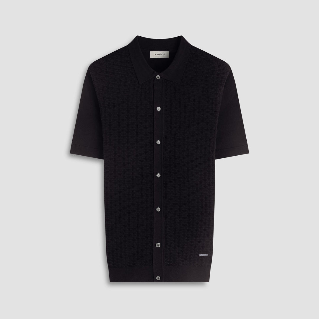 Basketweave Sweater Shirt - Black