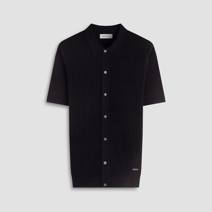 Basketweave Sweater Shirt - Black