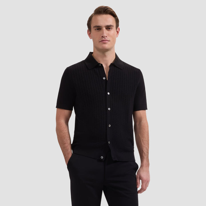 Basketweave Sweater Shirt - Black