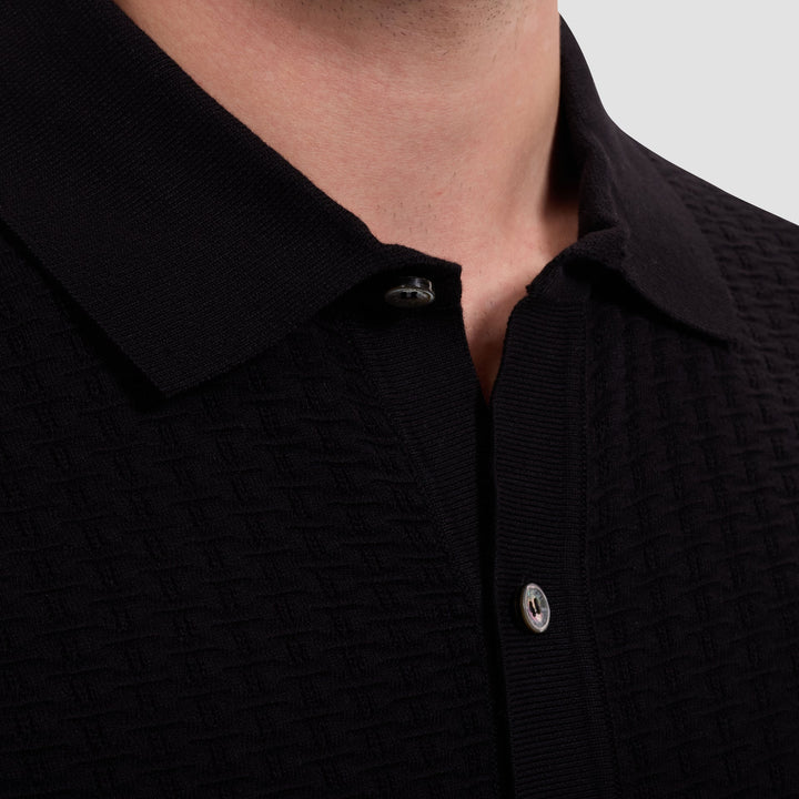 Basketweave Sweater Shirt - Black